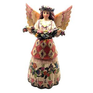 Jim Shore Angel Of Gratefulness Figurine Handcrafted 10" Tall Floral Design
